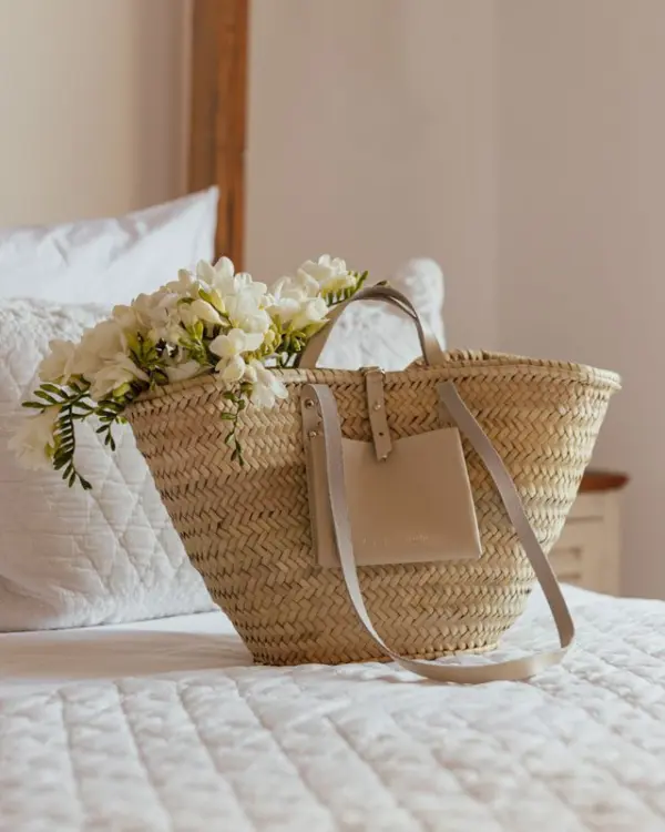 AGOTADO // Cesta palmito y cuero beige - Imagen 2