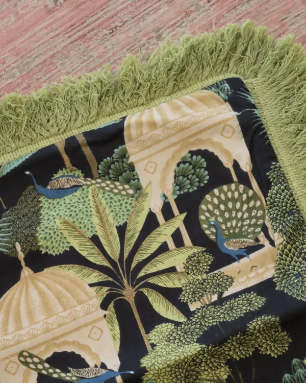Funda Cojín Flecos Pavo Real Verde - Imagen 5