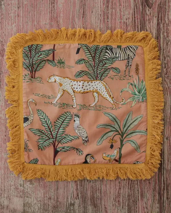 Funda Cojín Flecos Jungla Naranja By Catalina - Imagen 4