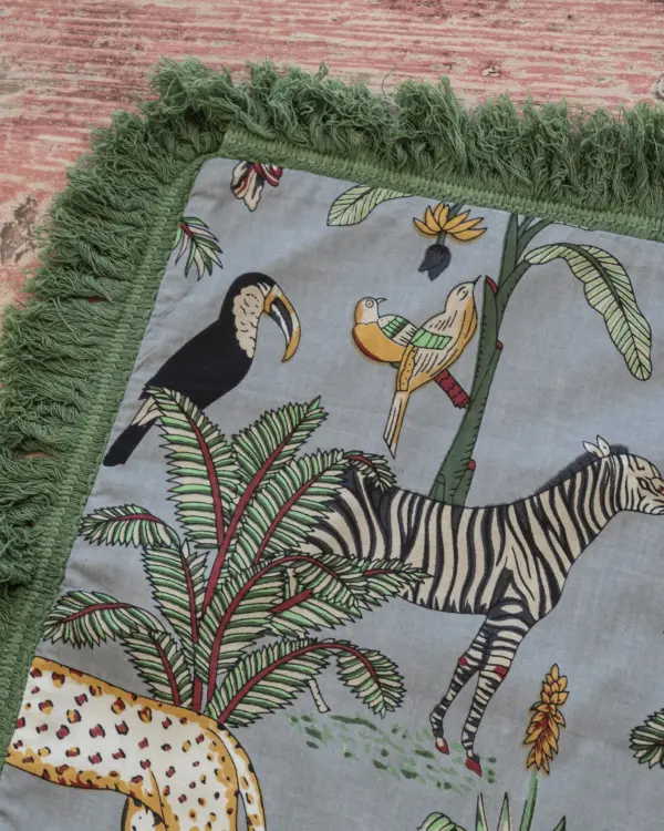 Funda Cojín Flecos Jungla Azul - Imagen 2