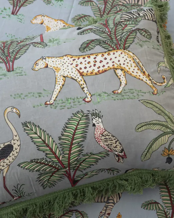 Funda Cojín Flecos Jungla Azul - Imagen 5