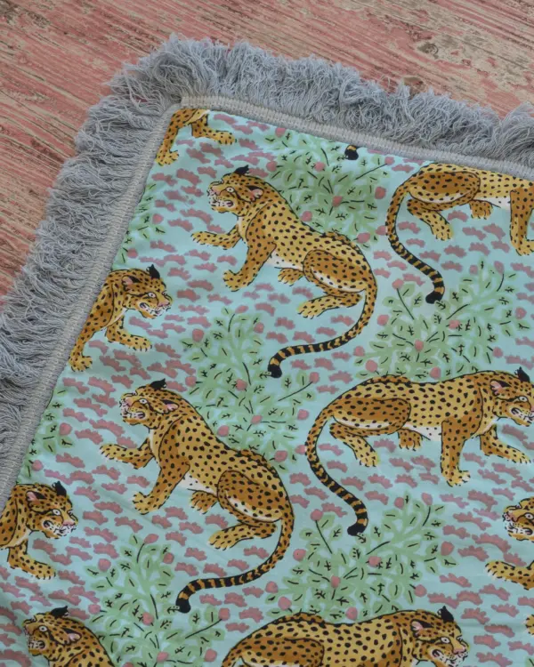Funda Cojín Flecos Tigre Azul - Imagen 2