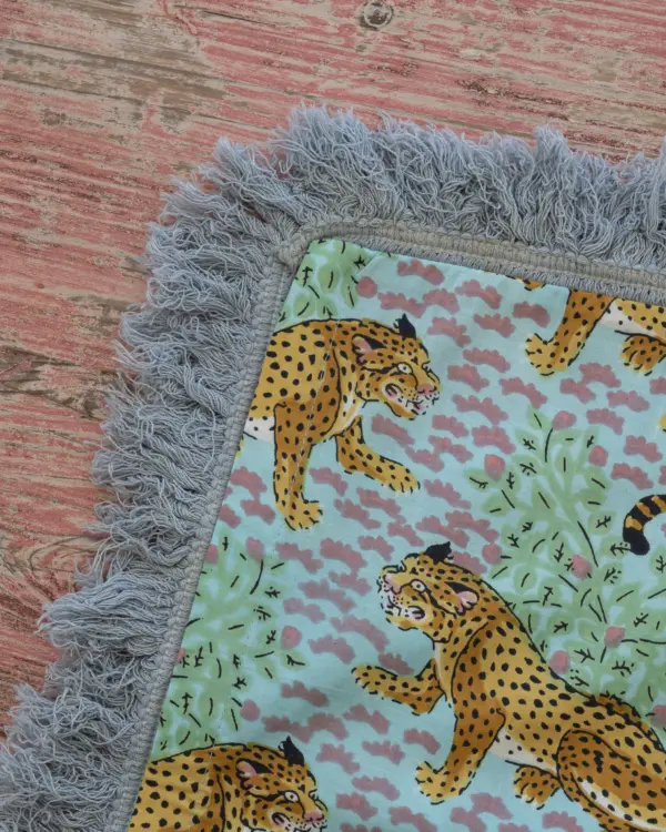 Funda Cojín Flecos Tigre Azul - Imagen 3