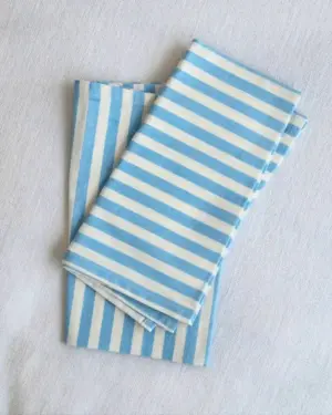 Servilleta Raya Azul de algodón 100 % con diseño de rayas azul cielo y blanco | Cassai Home