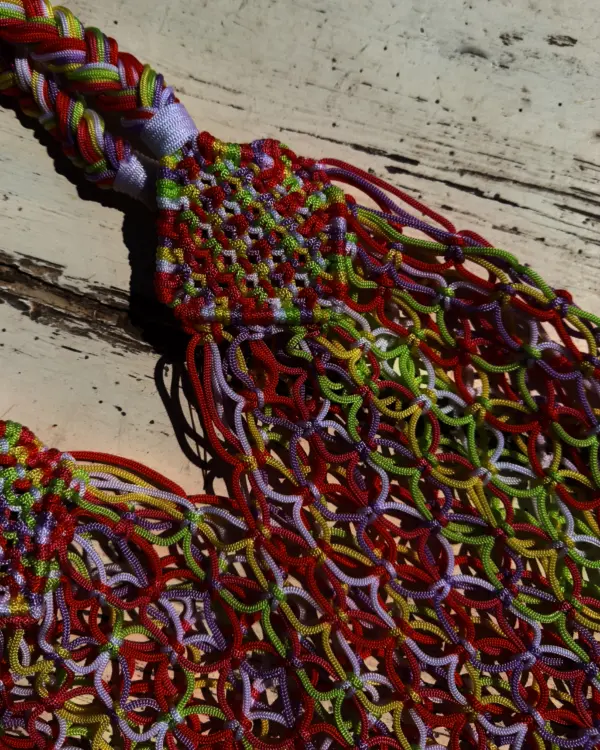 Bolsa Macramé Arcoirís L