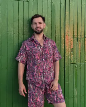 Pantalón Paisley Marino y Magenta