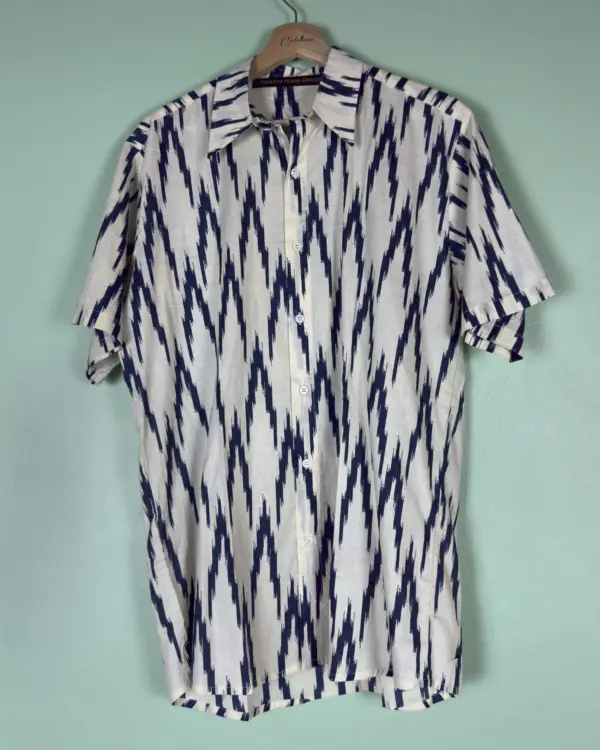 Camisa Ikat Blanco Marino - Imagen 3
