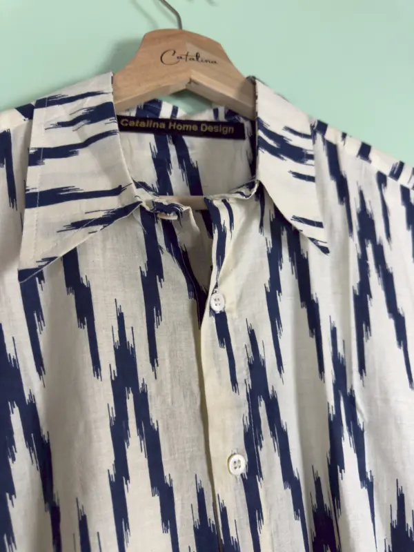 Camisa Ikat Blanco Marino - Imagen 4