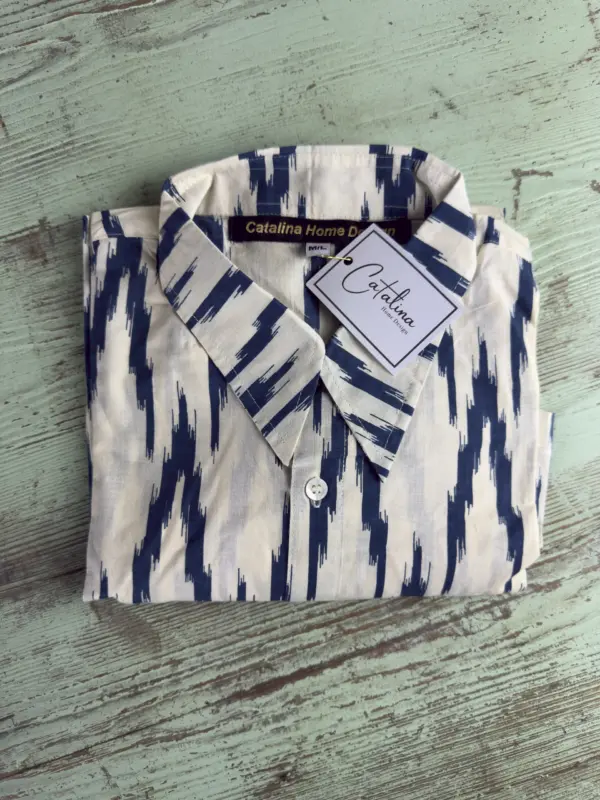 Camisa Ikat Blanco Marino - Imagen 5