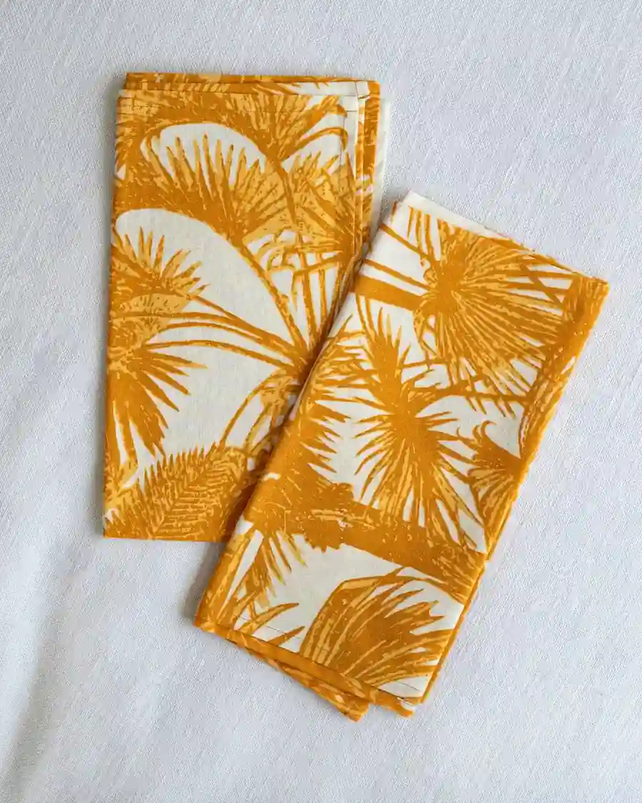 Servilleta Estampada Palmeras Mostaza
