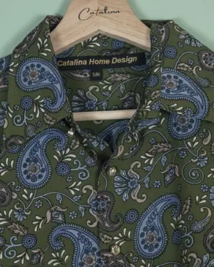 Camisa Paisley Verde Oliva