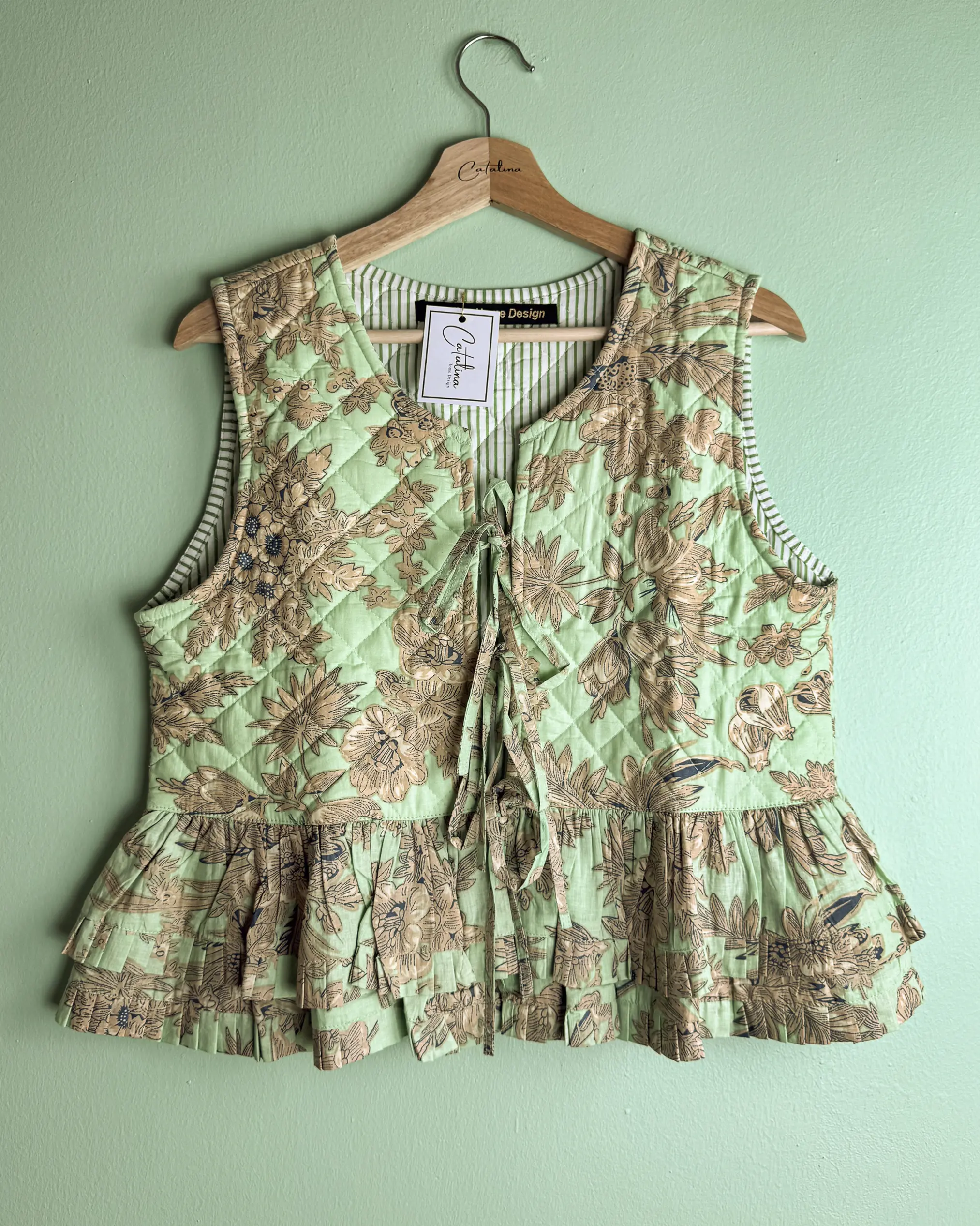 Chaleco Flor Verde Menta