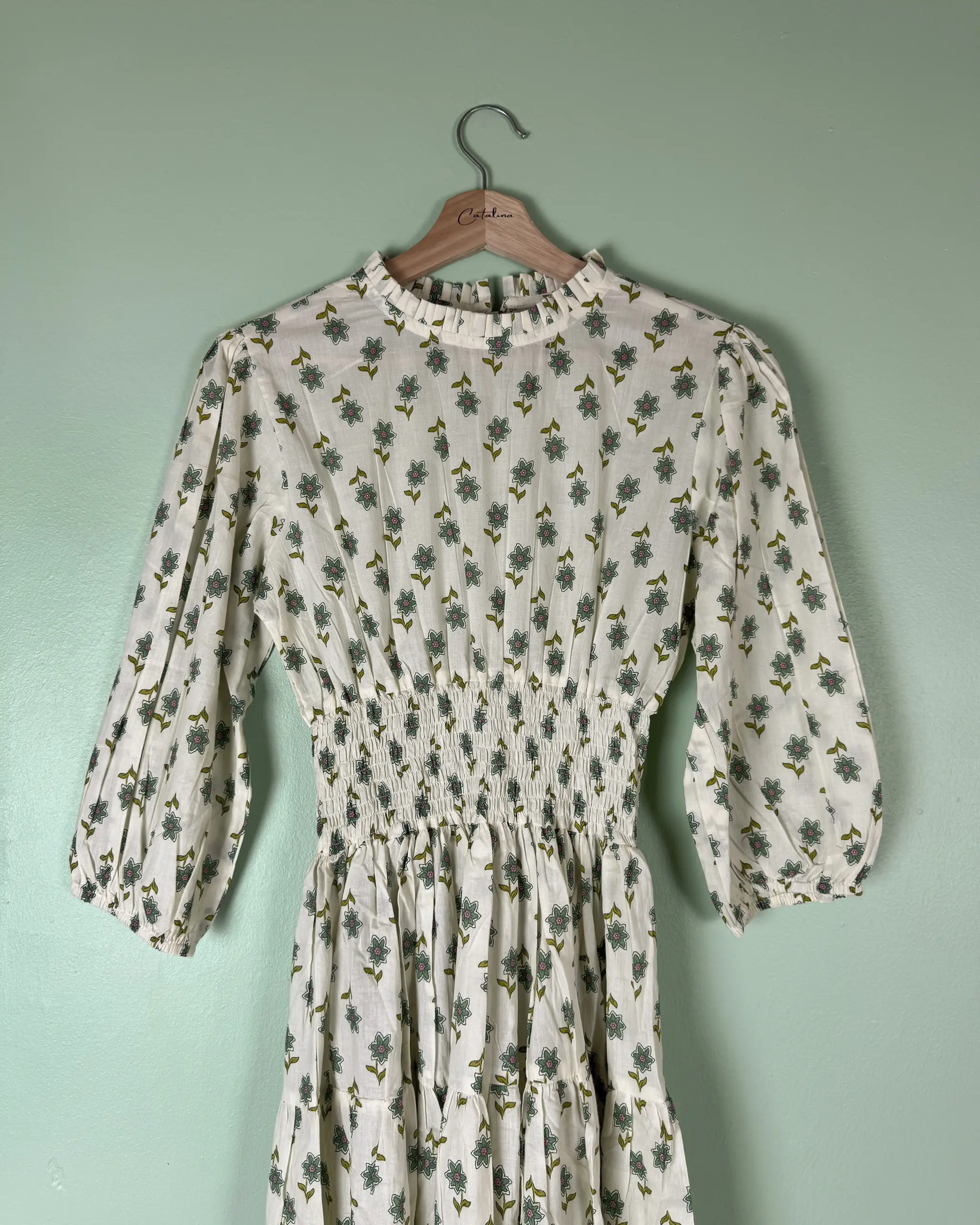Vestido Primavera Blanco Verde