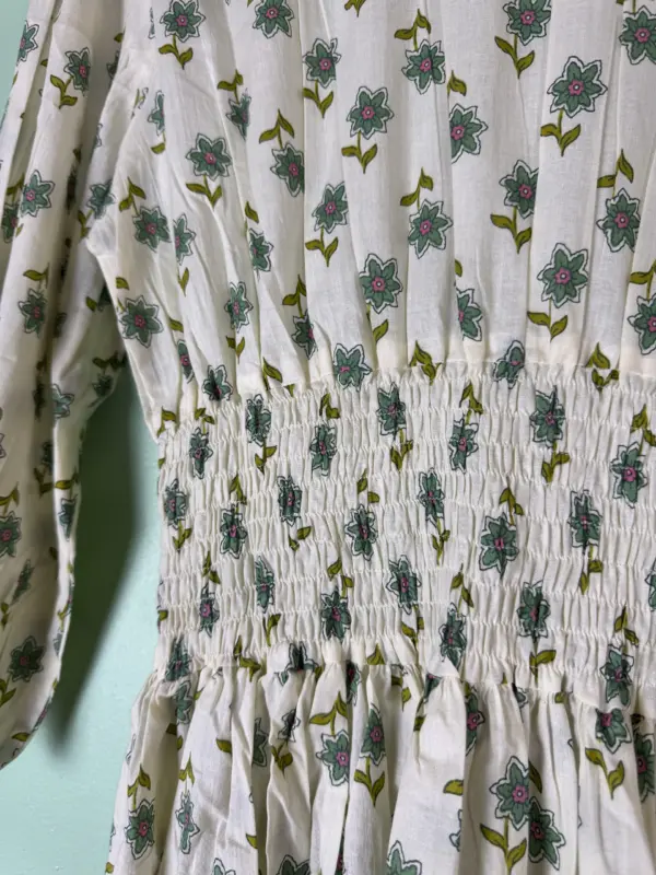 Vestido Primavera Blanco Verde - Imagen 4