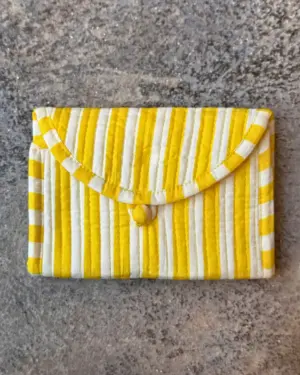 monedero de tela amarillo para mujer compacto
