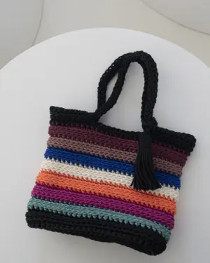 Bolso Crochet Negro Cuadrado de Mujer – Diseño Artesanal