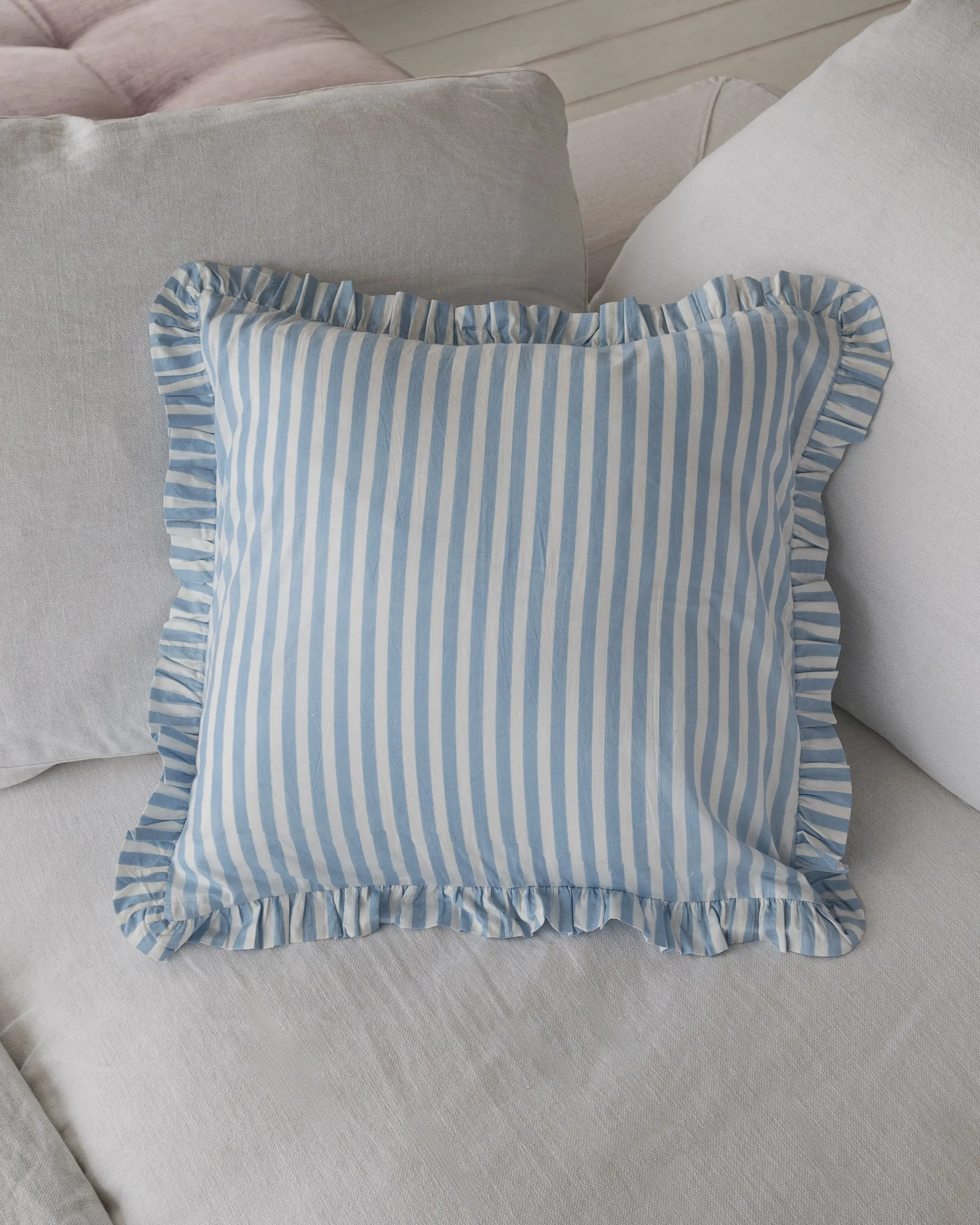 Funda Cojín Raya Azul