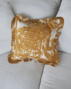 Funda Cojín Palmeras Mostaza