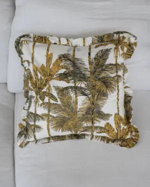 Funda Cojín Palmeras Mostaza y Negro