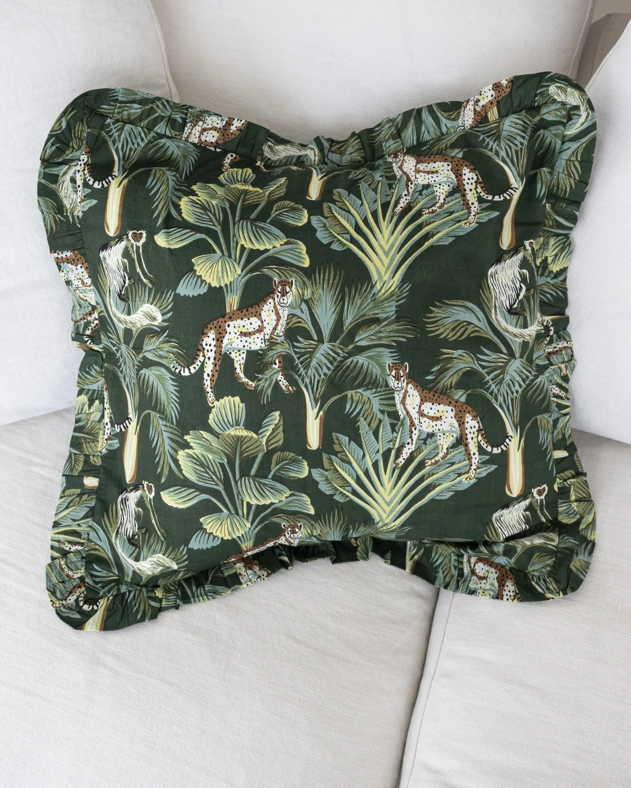 Funda Cojín Leopardo Verde