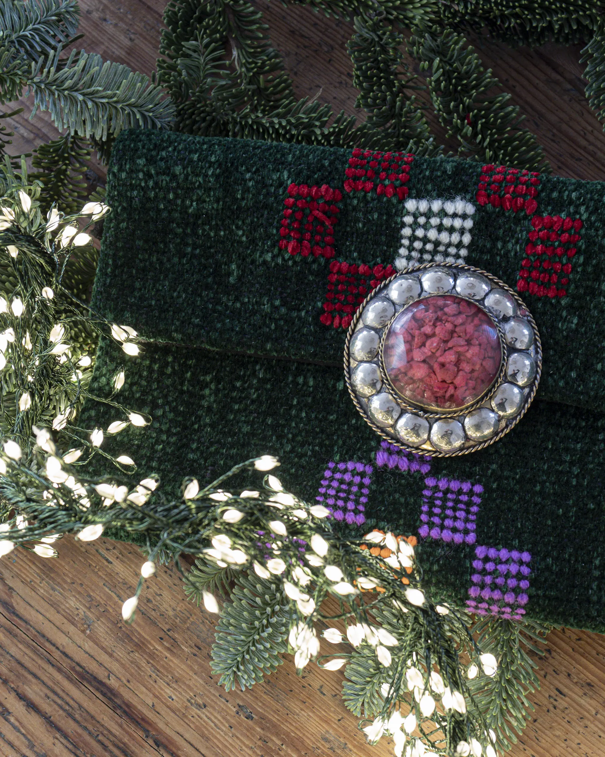 Clutch Multicolor Verde Botella