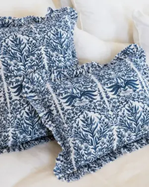 duo de fundas de cojin estampado de enredadera azul