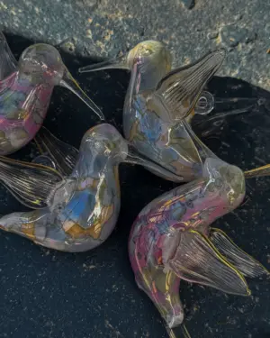 Pájaro Cristal Pico Transparente Estampado CS