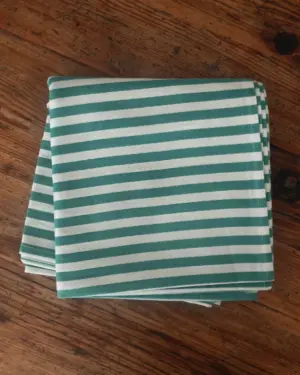 Mantel de rayas verdes de algodón estilo mediterráneo