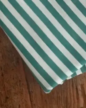 Mantel de algodón con rayas verdes colección Catalina Home para mesa
