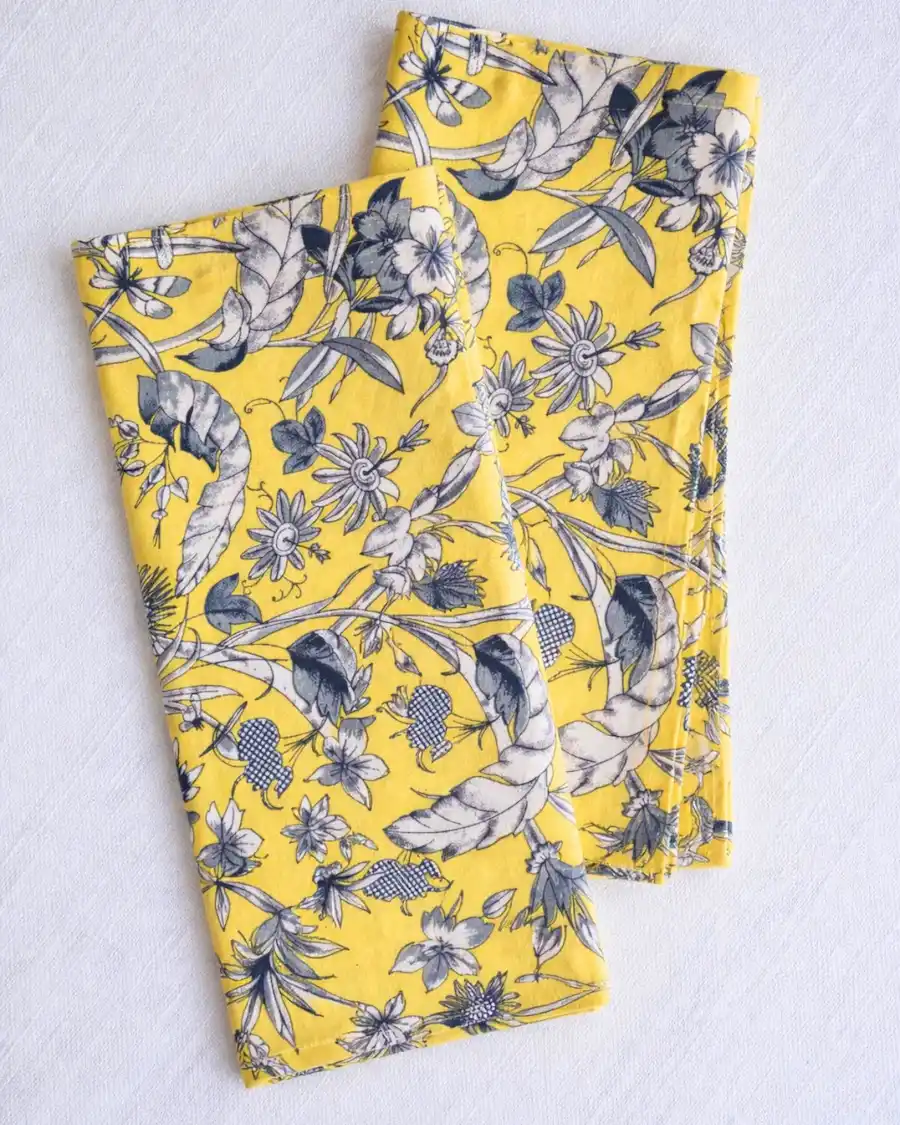 Servilleta mariposa algodón amarillo