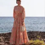 Falda larga de mujer salmón con estampado floral estilo mediterráneo colección Catalina 2025 Cassai Home