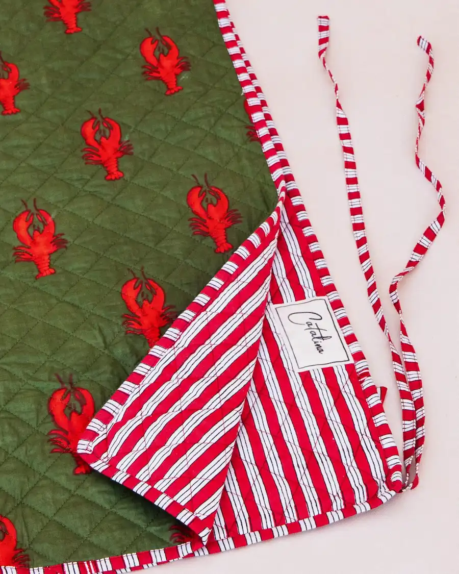 Manta acolchada Langosta Verde de inspiración mediterránea