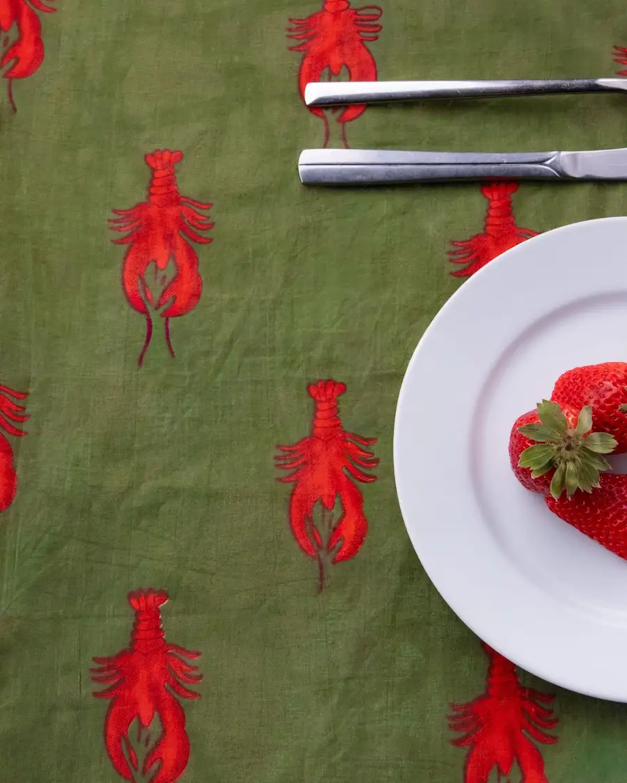 Mantel individual estampado langosta verde