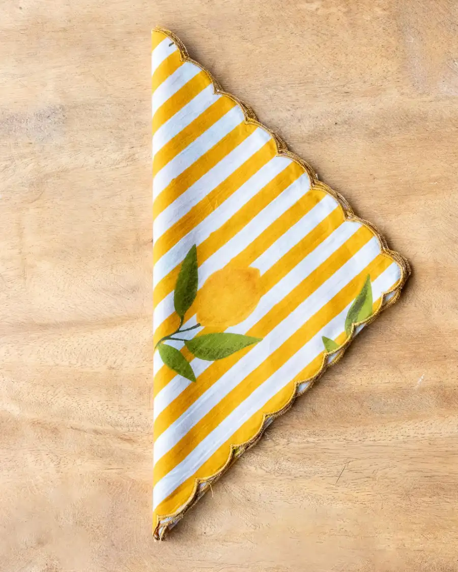 Servilleta Rayas Limón Festoneada — Nueva Colección Cassai Fashion