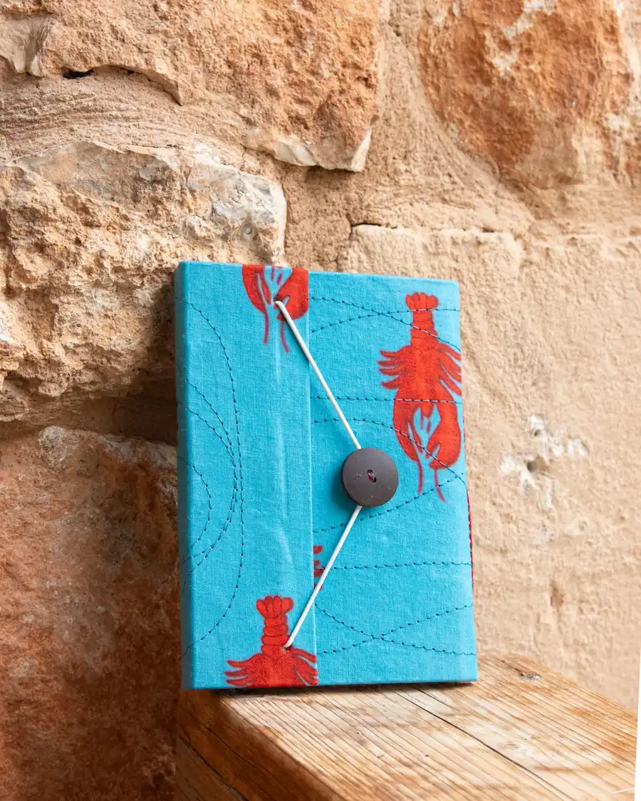 Agenda con estampado de langosta estilo mediterráneo