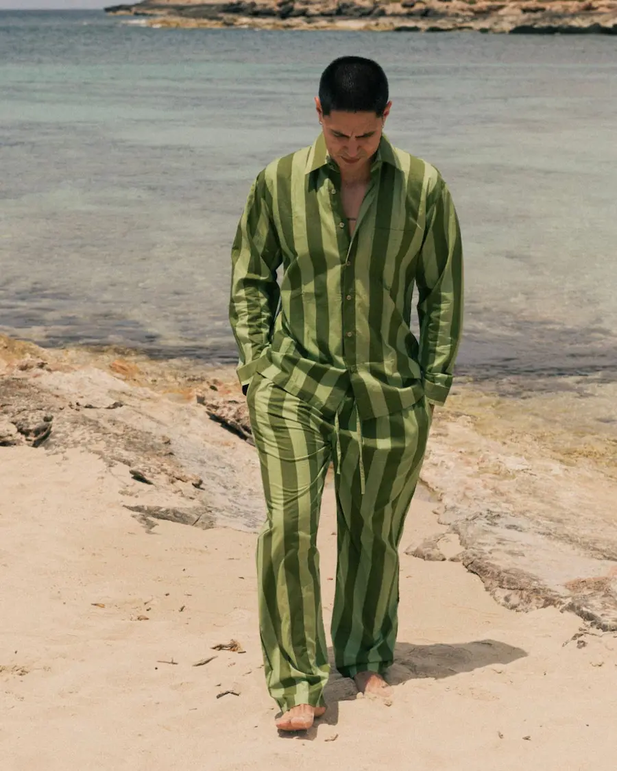 Pantalón de Rayas Mujer Verde Unisex | Cassai Home