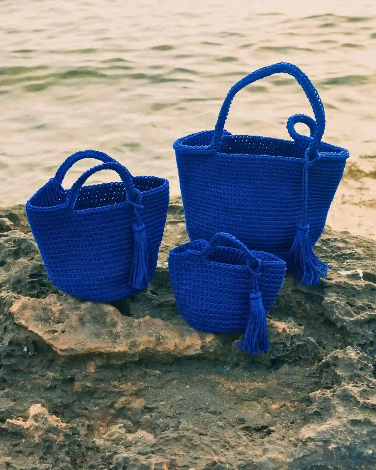 Bolso Crochet Cesta Cala Mondragó Azul Rey