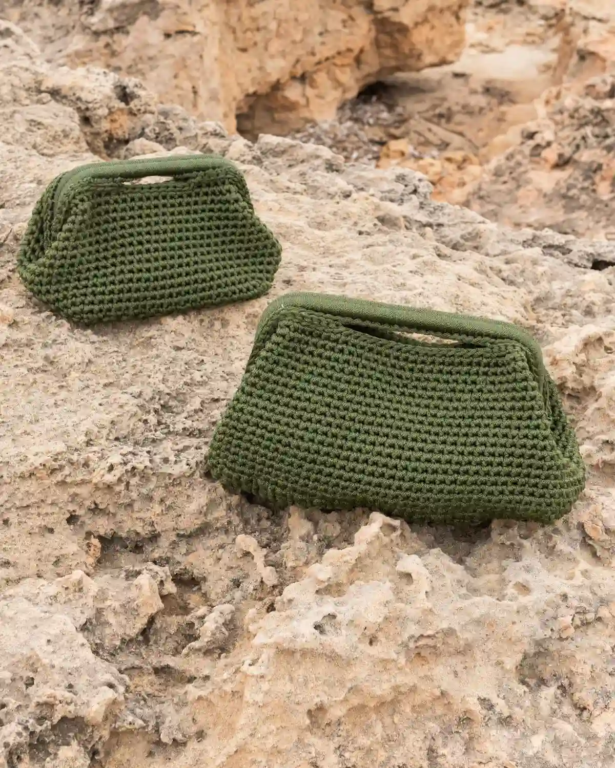 Bolso de Mano Crochet Cala Llombards Verde Oliva