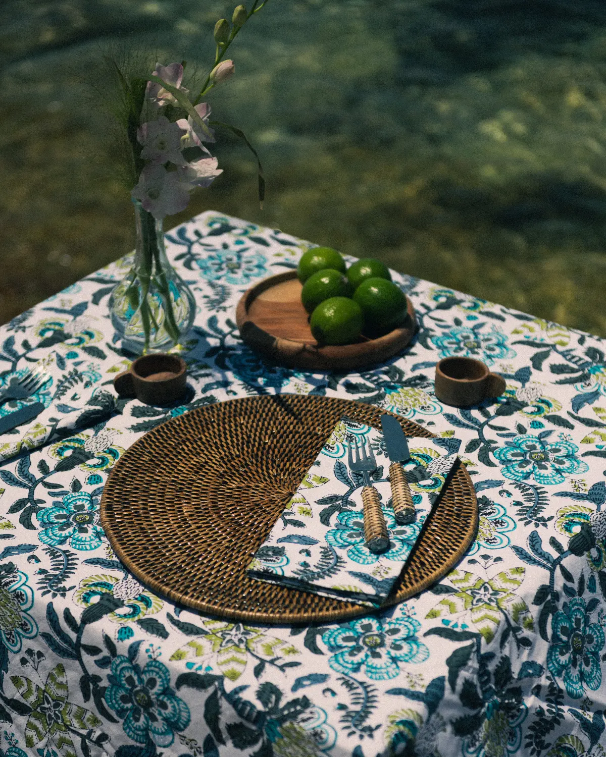 Ritual de Mesa Cupido Azul · Mantel y servilletas a juego